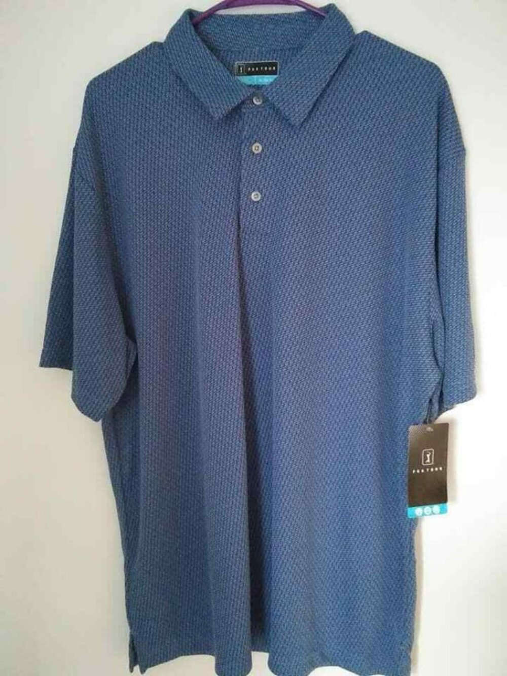 NWT Men's PGA Tour Blue Peacoat Polo Golf Shirt XL